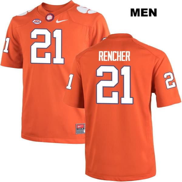 Men's Clemson Tigers #21 Darien Rencher Stitched Orange Authentic Nike NCAA College Football Jersey DUC0446YJ